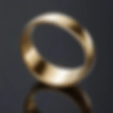 A close-up of a gold ring reflecting light