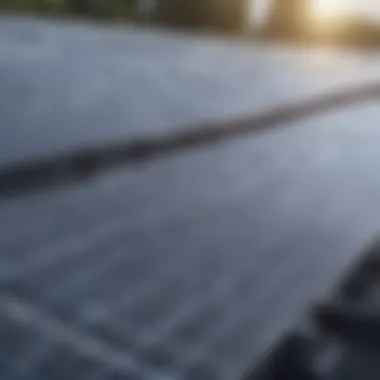 A close-up of solar panels with a graphical overlay of economic data.