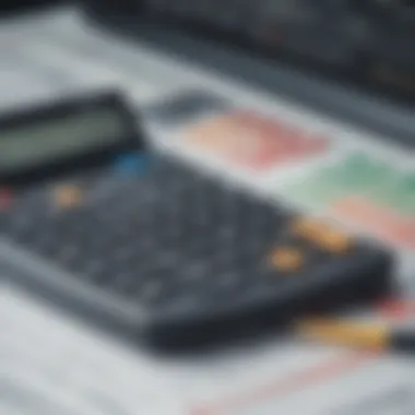 A calculator and graphs representing potential returns on investments