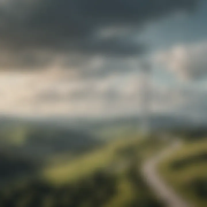 Wind turbines generating clean energy in a scenic landscape