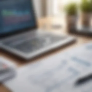 A calculator, documents, and a laptop on a desk representing financial planning for real estate.