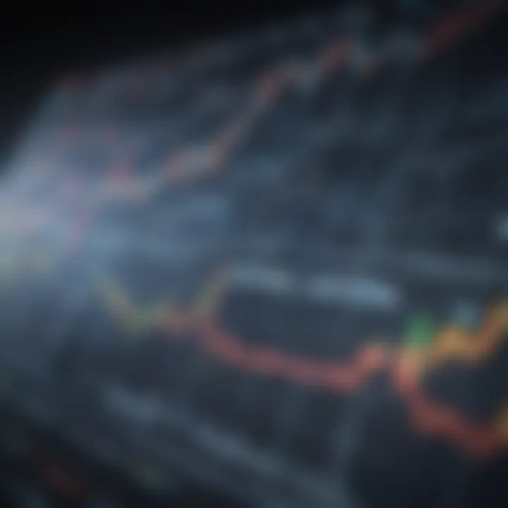 A dynamic stock market chart illustrating rapid fluctuations.