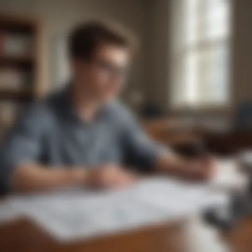 A student reviewing financial documents